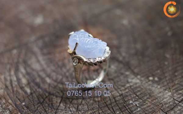 Nhẫn Tỳ Hưu đá Opal màu xanh biển