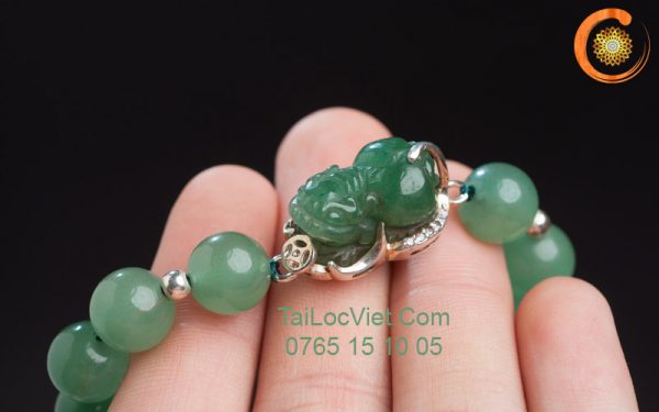 Vòng Tỳ Hưu đá Aventurine bọc bạc