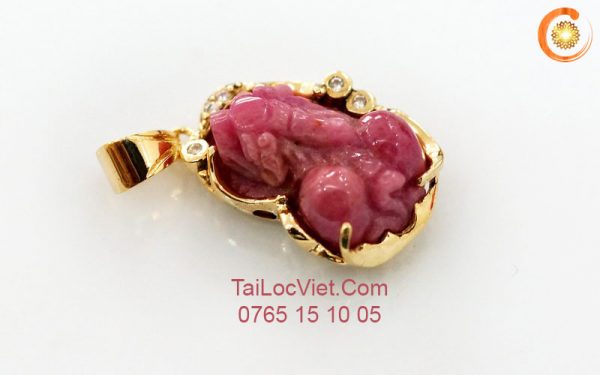 Mặt dây chuyền Tỳ Hưu ruby nam phi bọc vàng 14k cao cấp cho nam và nữ